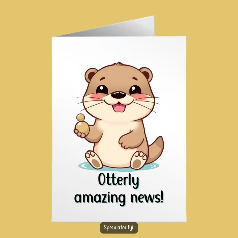 Free Printable Otter Congratulations Card: Funny Pebble Toss Success Download