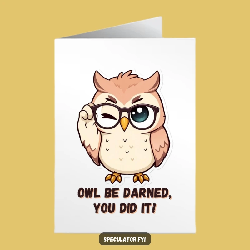 Free Printable Congrats Card: Wise Winking Owl, Clever Downloadable Gift