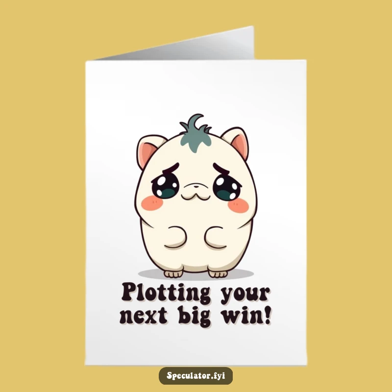 Free Printable Congrats Card: Sly Kawaii Creature, Unique Downloadable Humor for Clever Wins
