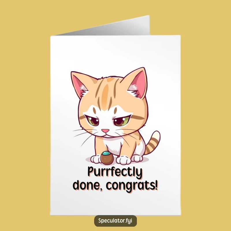 Free Printable Congrats Card: Focused Cat - Funny Celebration Downloadable