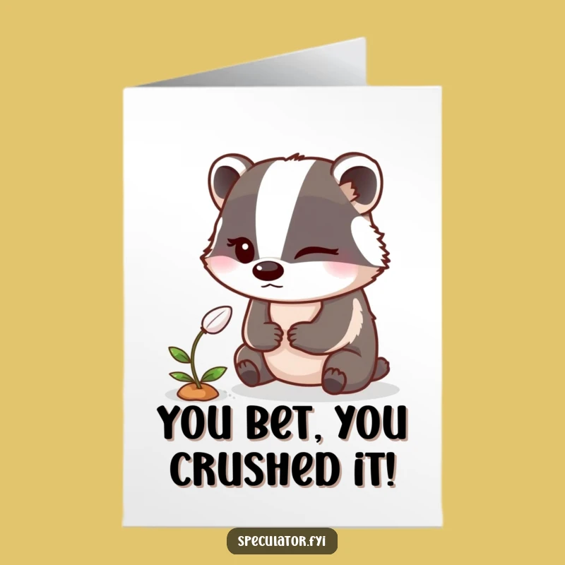 Free Printable Winking Badger Congrats Card: Clever Wink Downloadable for Success