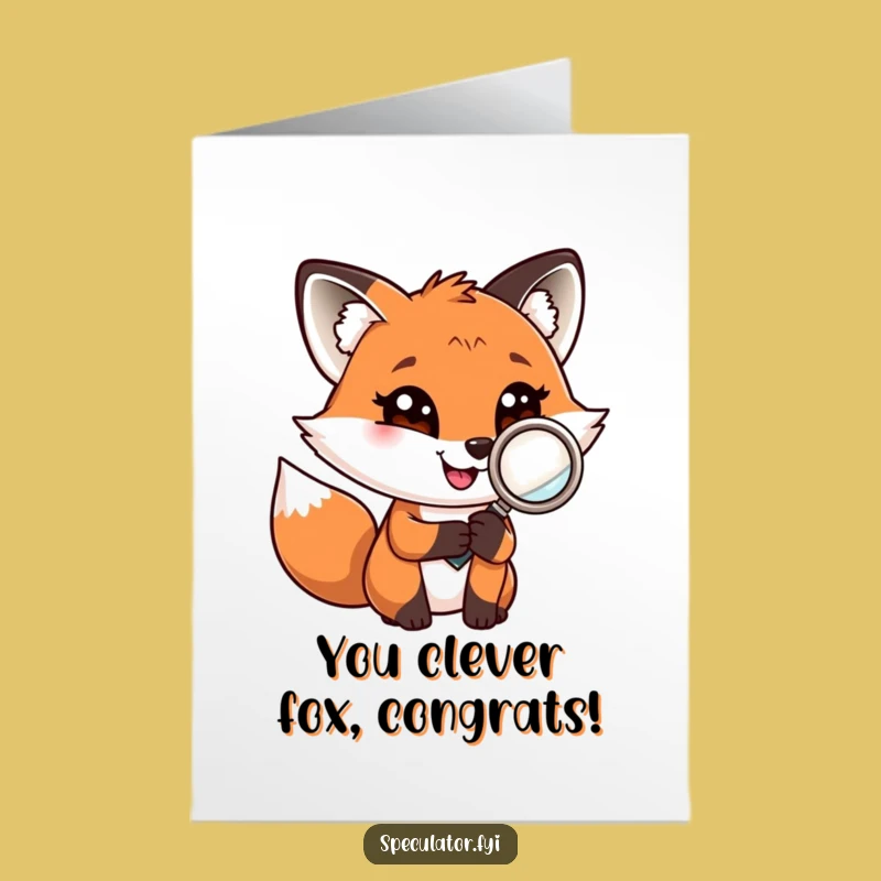 Free Printable Congrats Card: Fox's Sharp Eye Funny Fox Downloadable Gift