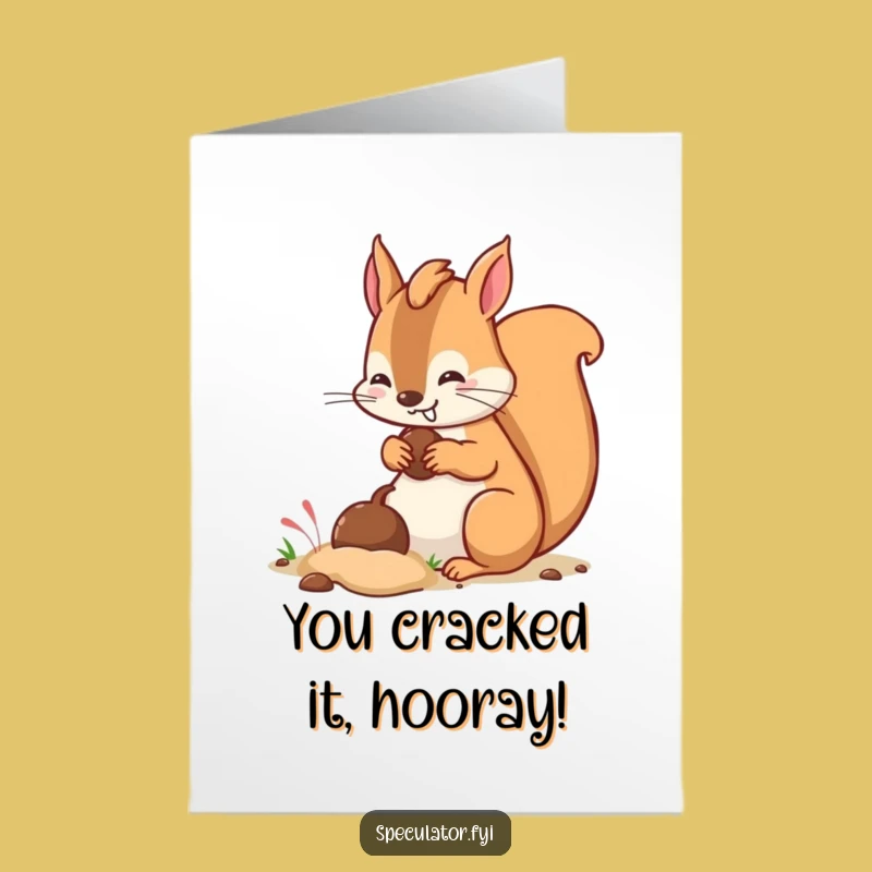 Free Printable Kawaii Squirrel Congrats Card: Funny Hidden Treasure Downloadable Gift