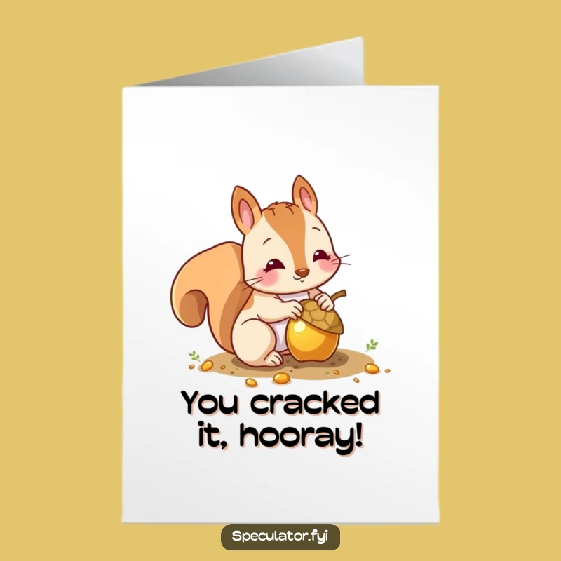 Free Printable Congrats Card: Ambitious Squirrel Burying Gold, Best Downloadable Gift