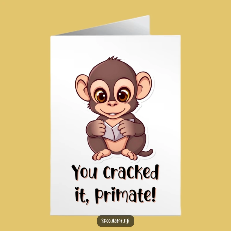 Free Printable Congrats Card: Monkey's Analysis for Your Smart Move