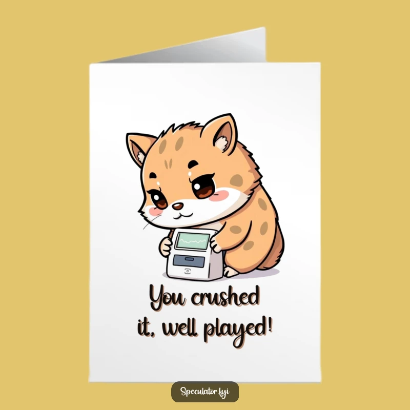 Free Printable Kawaii Stock Watcher Congrats Card: Funny Downloadable Celebration!