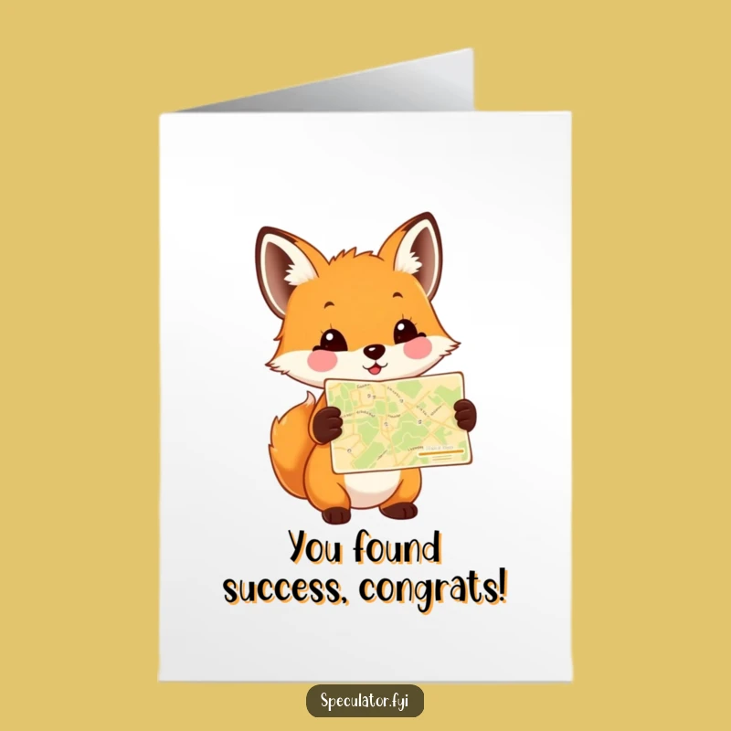 Free Printable Congrats Card: Fox & Map - Journey Downloadable