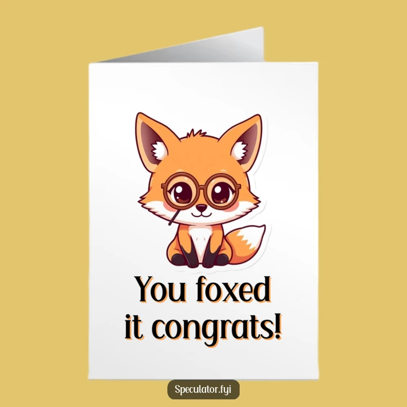 Free Printable Congrats Card: Dapper Fox Finds Treasure - Funny Downloadable Gift