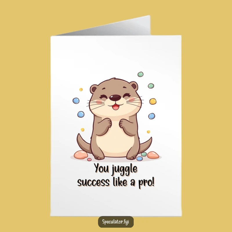 Free Printable Cheerful Otter Congrats Card: Playful Juggling Downloadable Celebration
