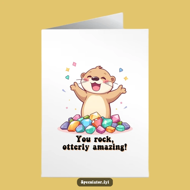 Free Printable Congrats Card: Otter's Gem Dance for Your Brilliant Success