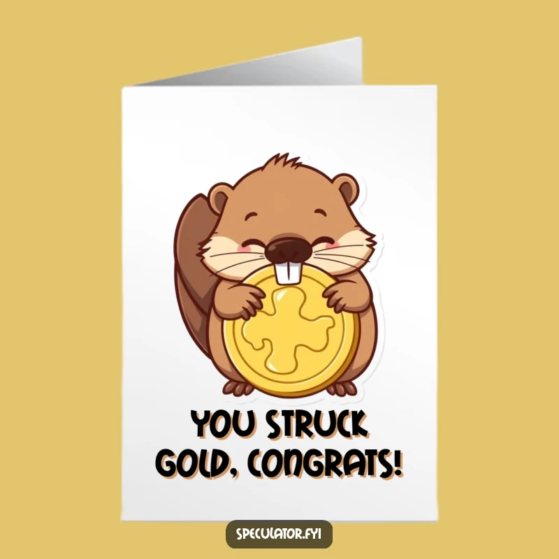 Free Printable Congrats Card: Beaver's Golden Coin for Your Big Win