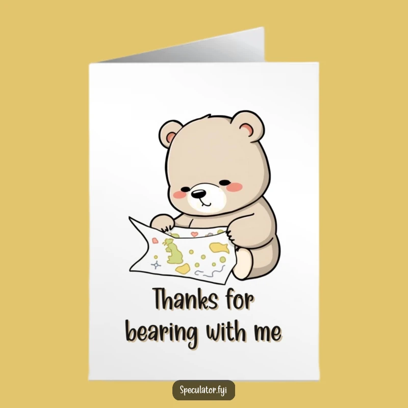 Free Printable Bear Thank You Card: Map of Gratitude - Funny Downloadable Gift