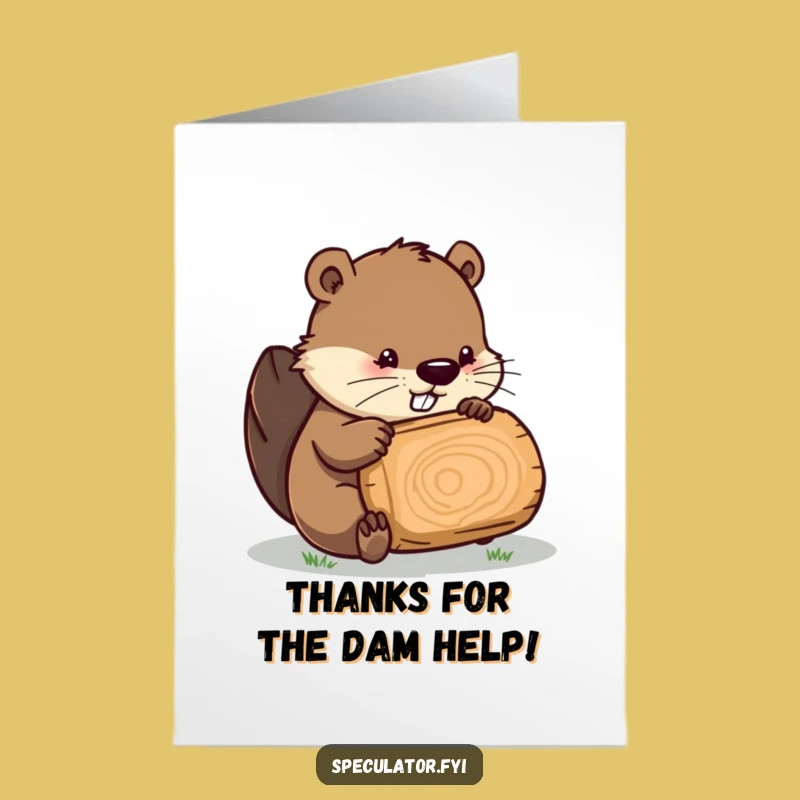 Free Printable Beaver Thank You Card: Funny Downloadable Gift for Gratitude