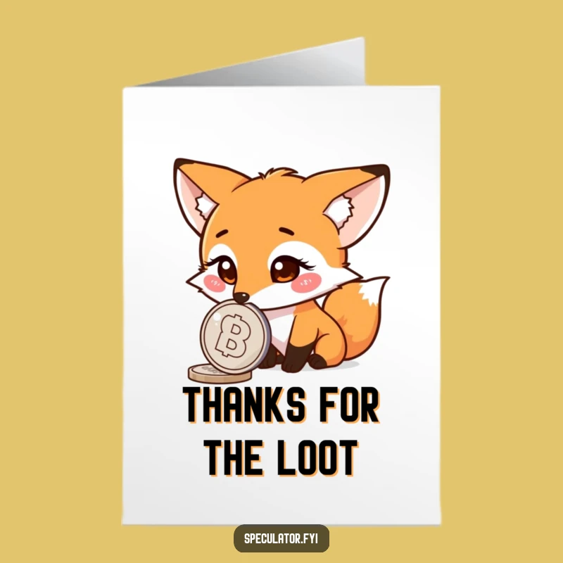 Free Printable Fox Coin Thank You Card Funny Downloadable Gift