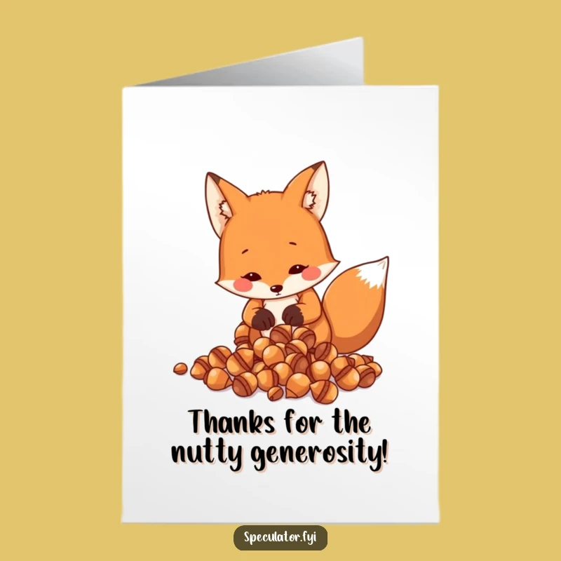 Free Printable Fox Thank You Card: Funny Acorn Counting Gratitude Downloadable Gift