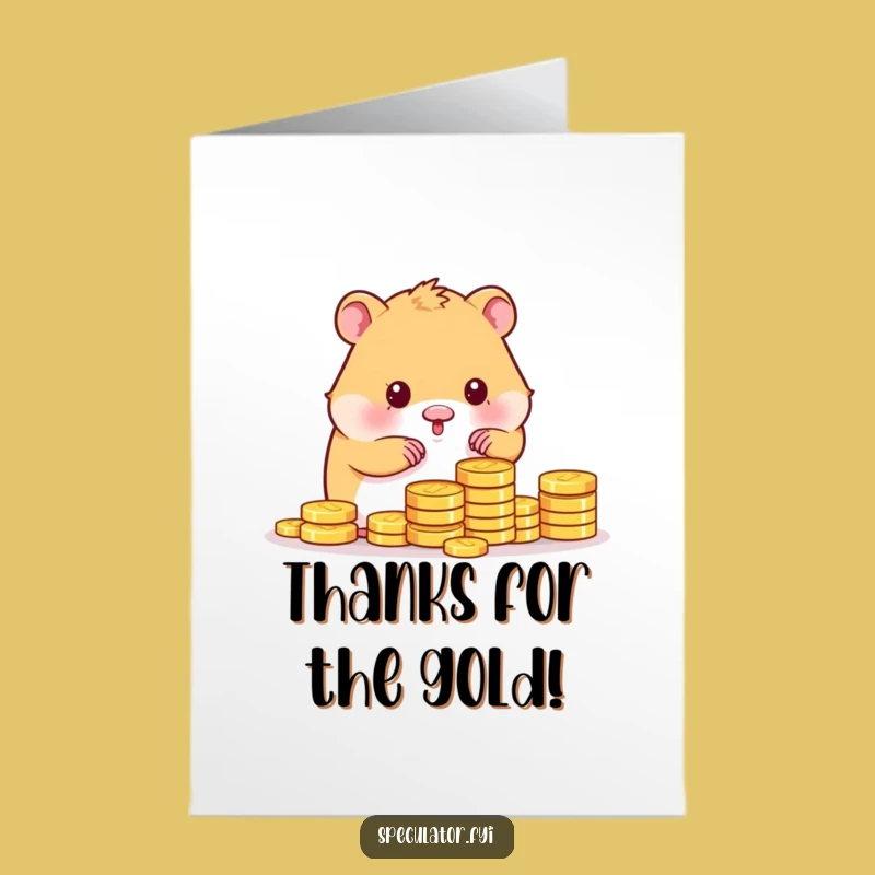 Free Printable Kawaii Hamster Thank You Card: Funny Rich Gratitude Downloadable Gift