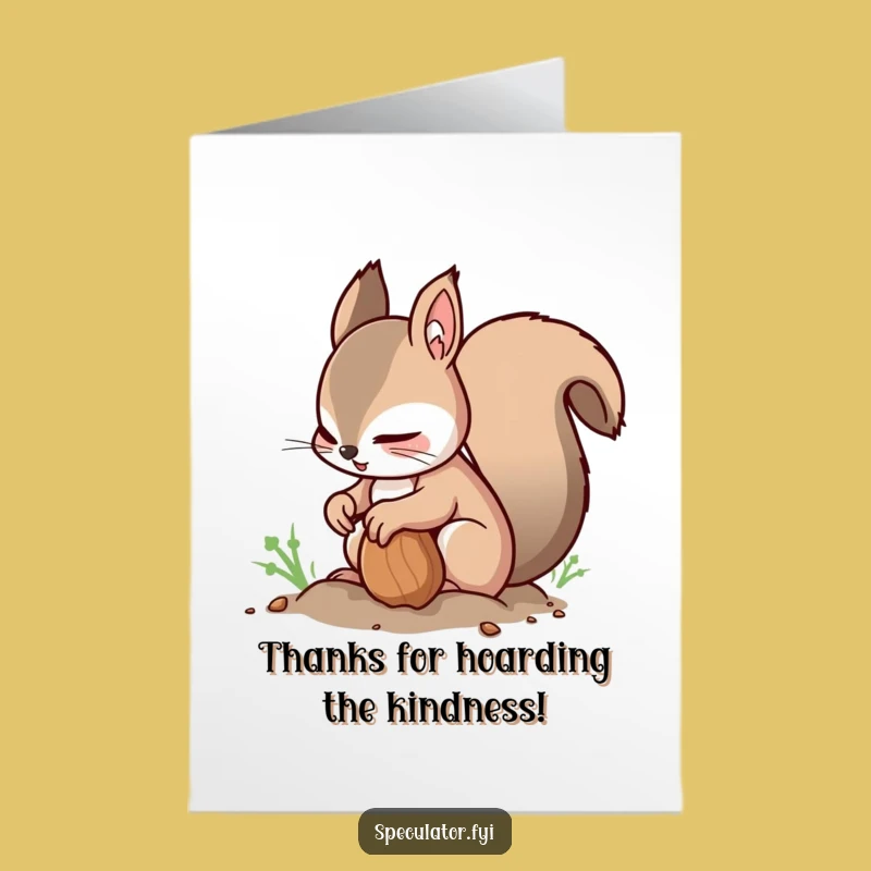 Free Printable Squirrel Thank You Card: Funny Nut Burying Gratitude Downloadable Gift