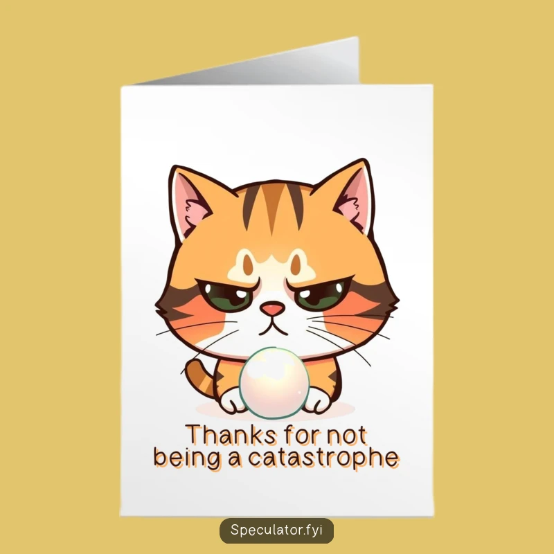 Free Printable Thank You Card: Cat Suspiciously Eyes Your Kindness!
