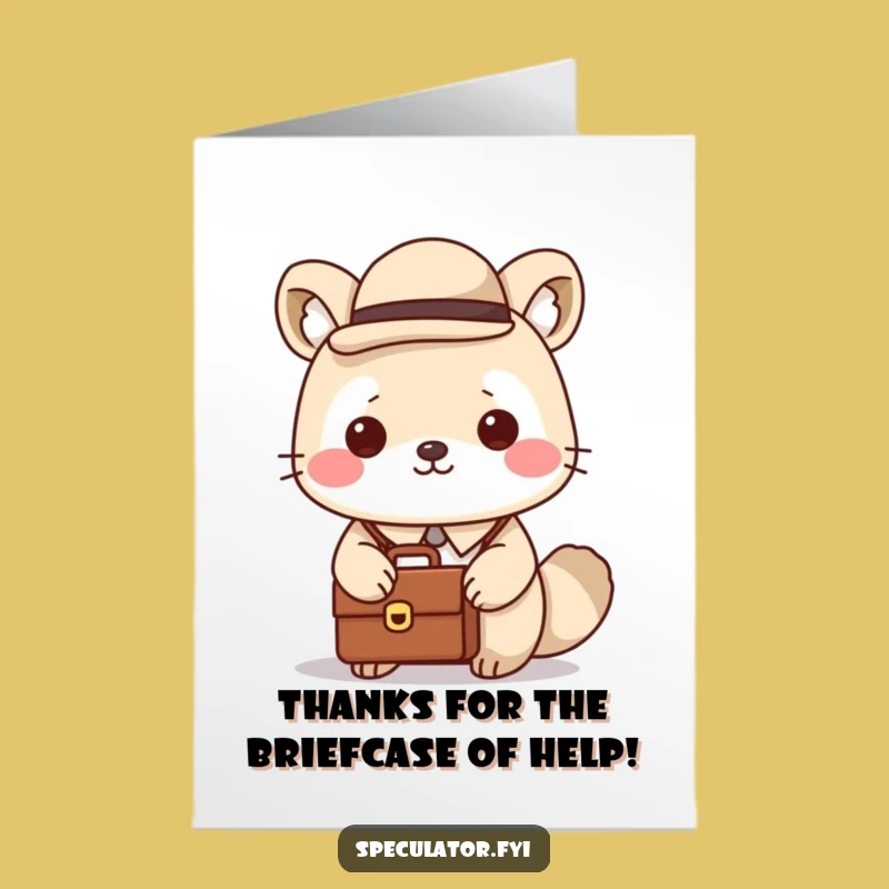 Free Printable Thank You Card: Dapper Kawaii Animal, Downloadable Humor for Professional Gratitude