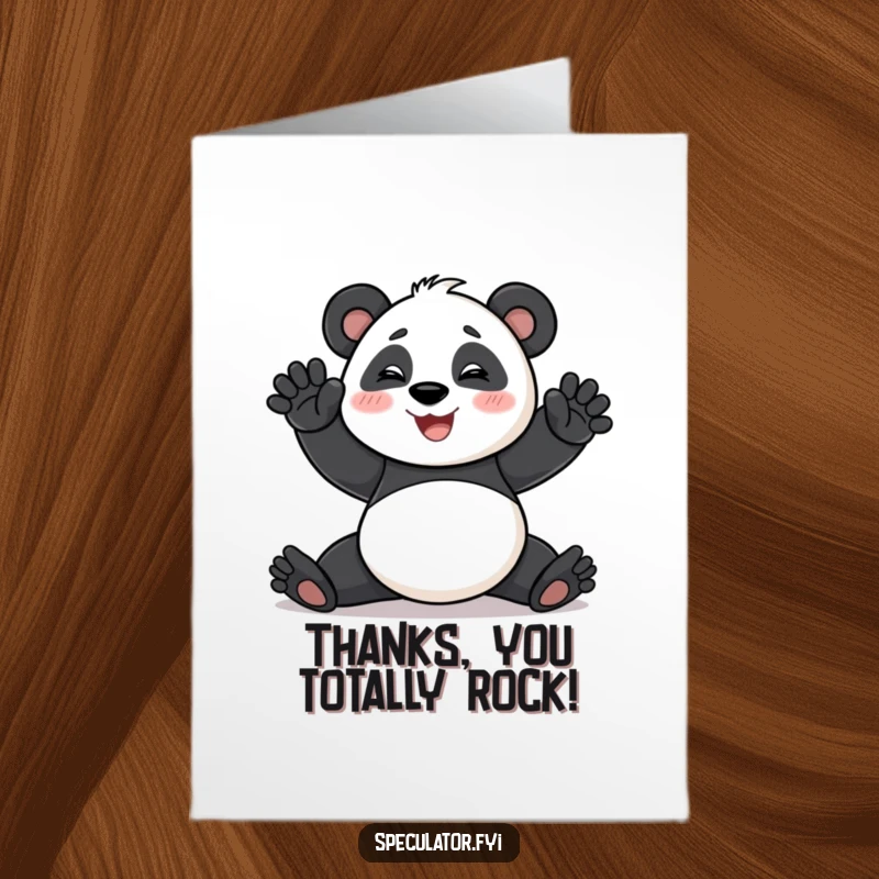 Funny Free Printable Thank You Card featuring a smiling panda striking a dramatic pose, conveying thanks with theatrical flair.