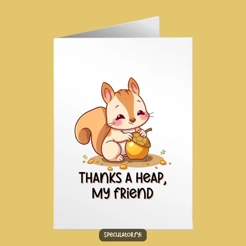 Free Printable Thank You Card: Grateful Squirrel with Gold Acorn, Downloadable Gift