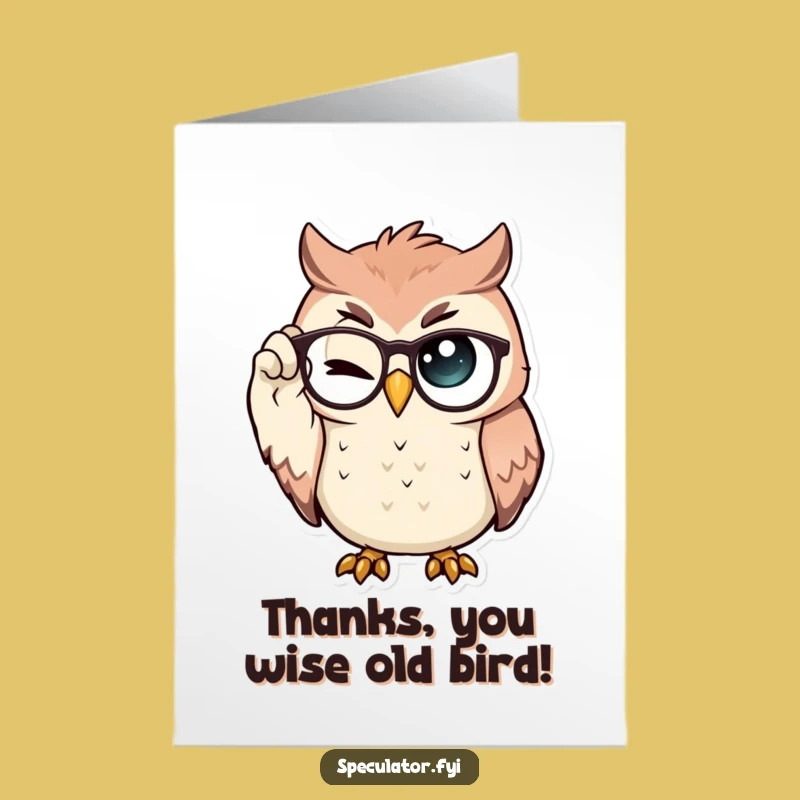 Free Printable Thank You Card: Grateful Winking Owl, Thoughtful Downloadable Gift