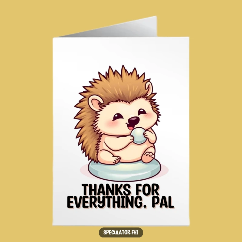 Free Printable Thank You Card: Hedgehog Button Polish Funny Downloadable Gift