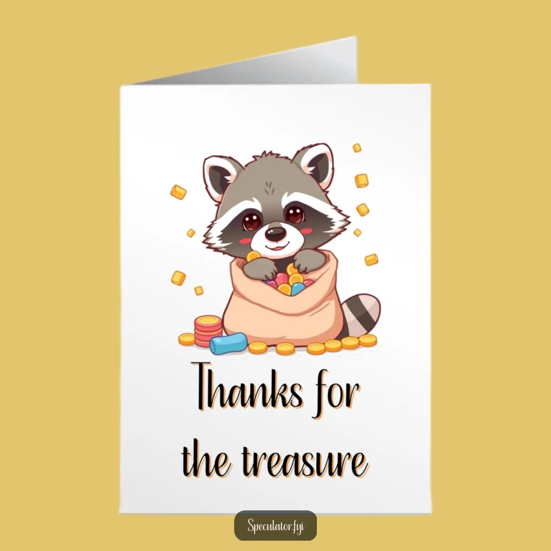 Free Printable Thank You Card: Raccoon's Gratitude Gift, Downloadable Option