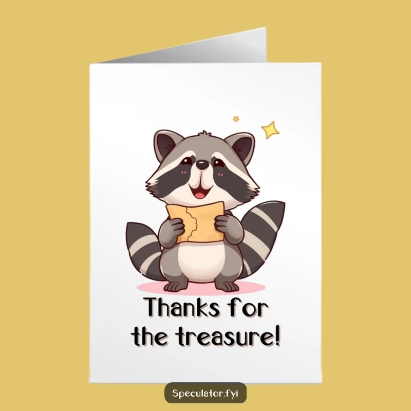 Free Printable Thank You Card: Raccoon Treasure Hunt Funny Downloadable Gift