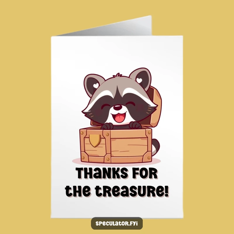 Grateful Free Printable Thank You Card: Raccoon's Treasure for a Funny Downloadable Gift
