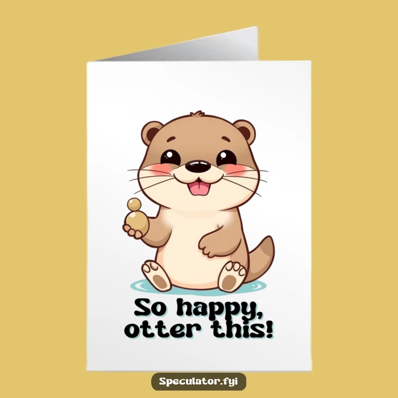 Free Printable Otter Thank You Card: Funny Pebble Toss Appreciation Download
