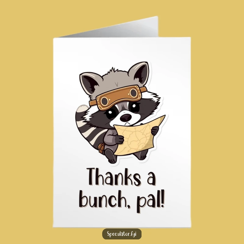 Free Printable Raccoon Thank You Card: Funny Treasure Map Appreciation Download
