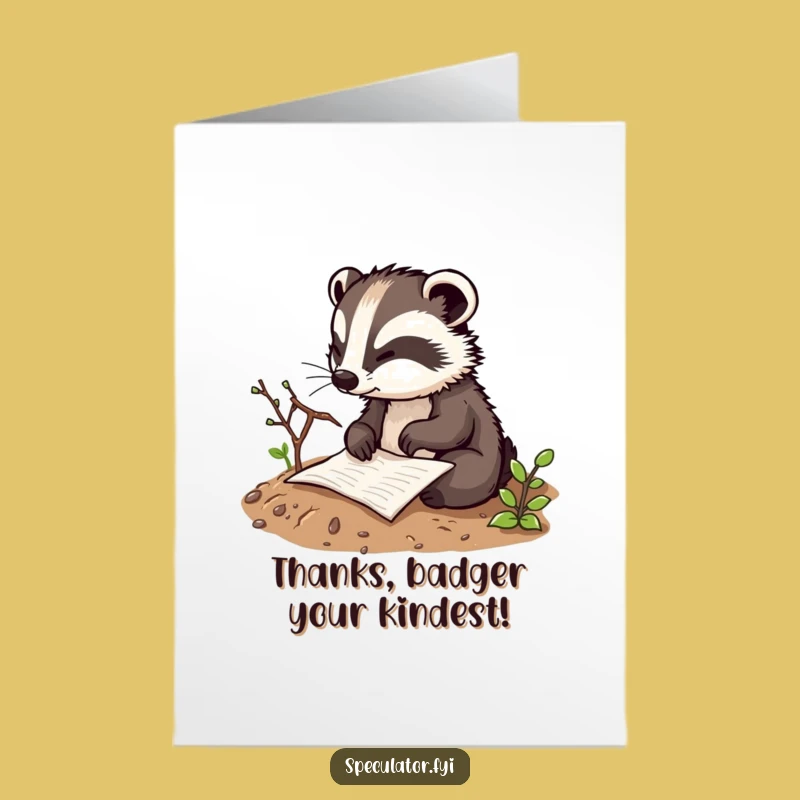 Free Printable Thank You Card: Badger Plan - Thoughtful Gratitude