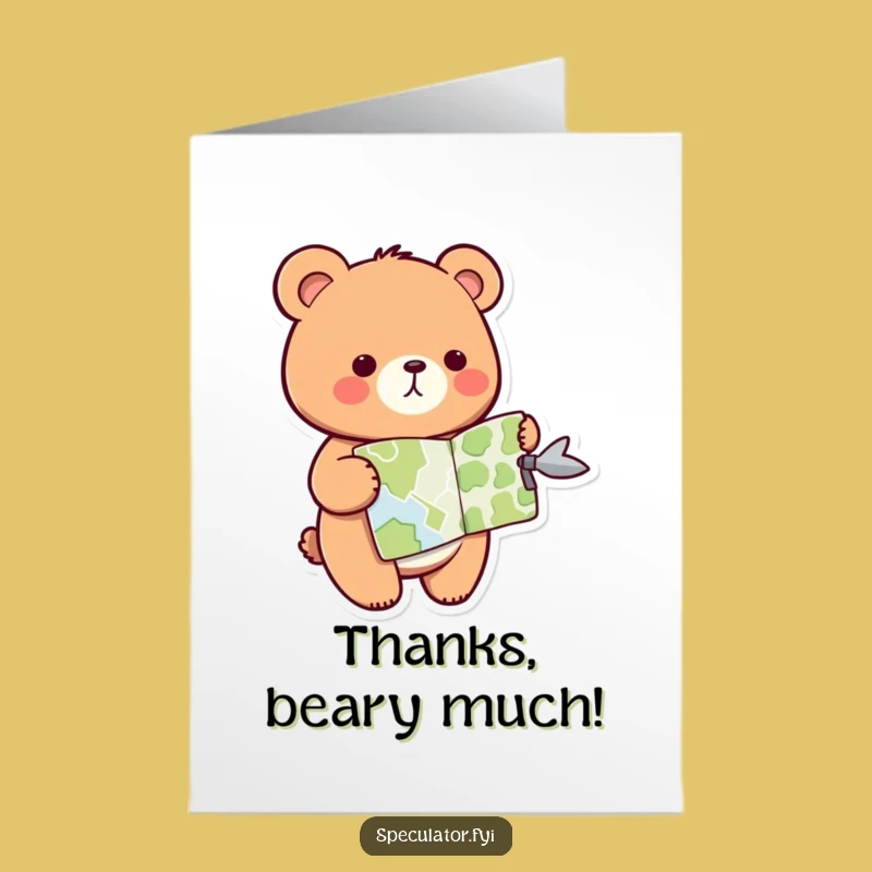 Helpful Free Printable Thank You Card: Bear's Map for a Kindous Downloadable Gift