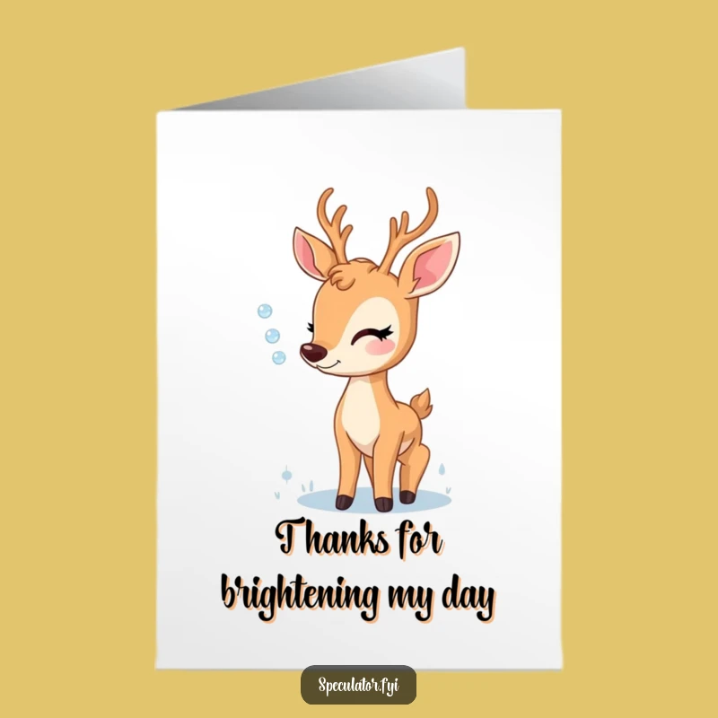 Free Printable Thank You Card: Delighted Deer Dewdrop Gratitude - Downloadable