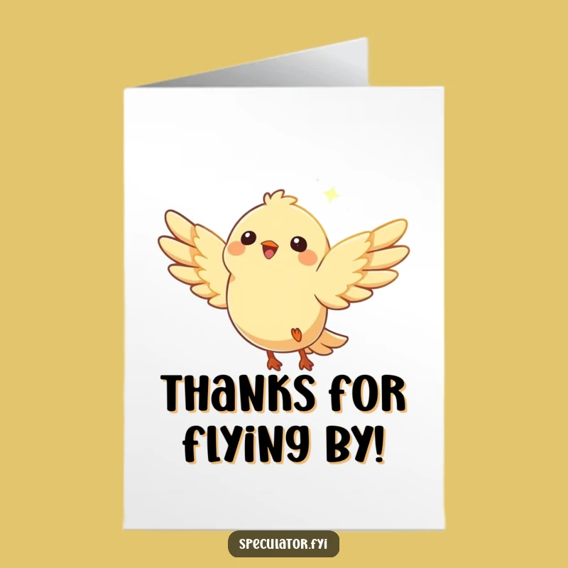 Free Printable Bird Thank You Card: Funny Soaring Bird Downloadable Gift for Expressing Gratitude
