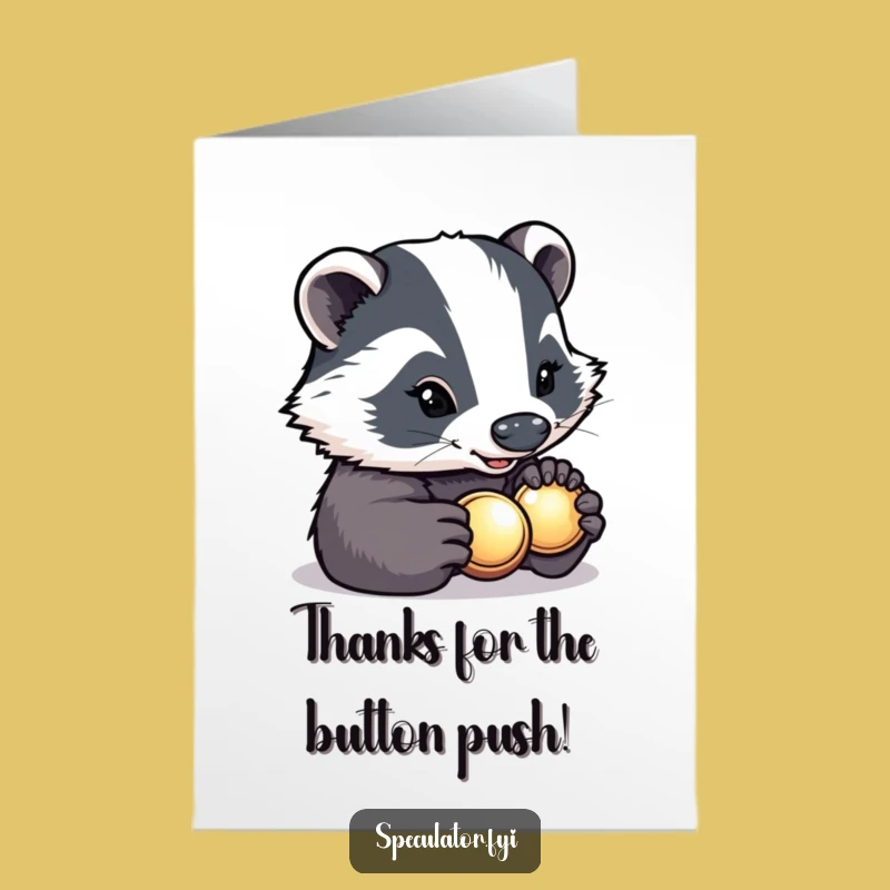 Free Printable Badger Thank You Card: Funny Button Inspection Gift