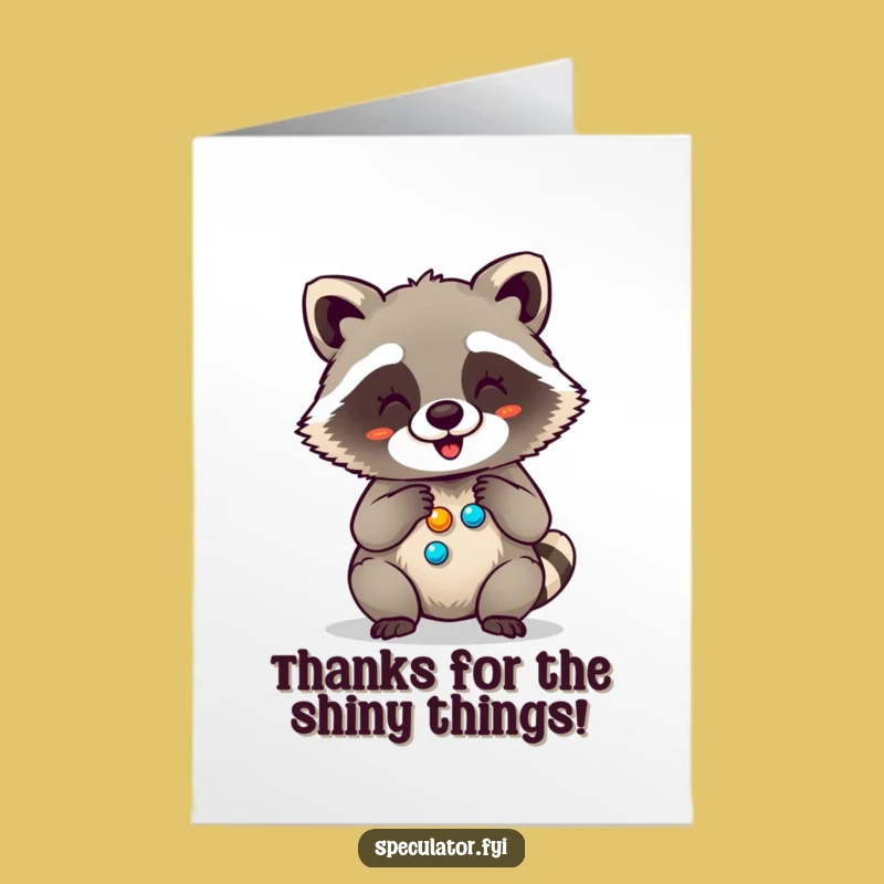 Free Printable Thank You Card: Giggling Raccoon Buttons - Funny Downloadable Gift