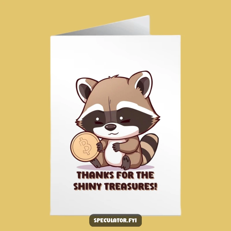 Free Printable Raccoon Thank You Card: Funny Coin Grin Gratitude Downloadable Gift