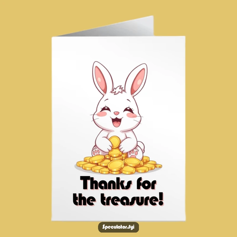 Free Printable Thank You Card: Bunny & Coins - Grateful Downloadable