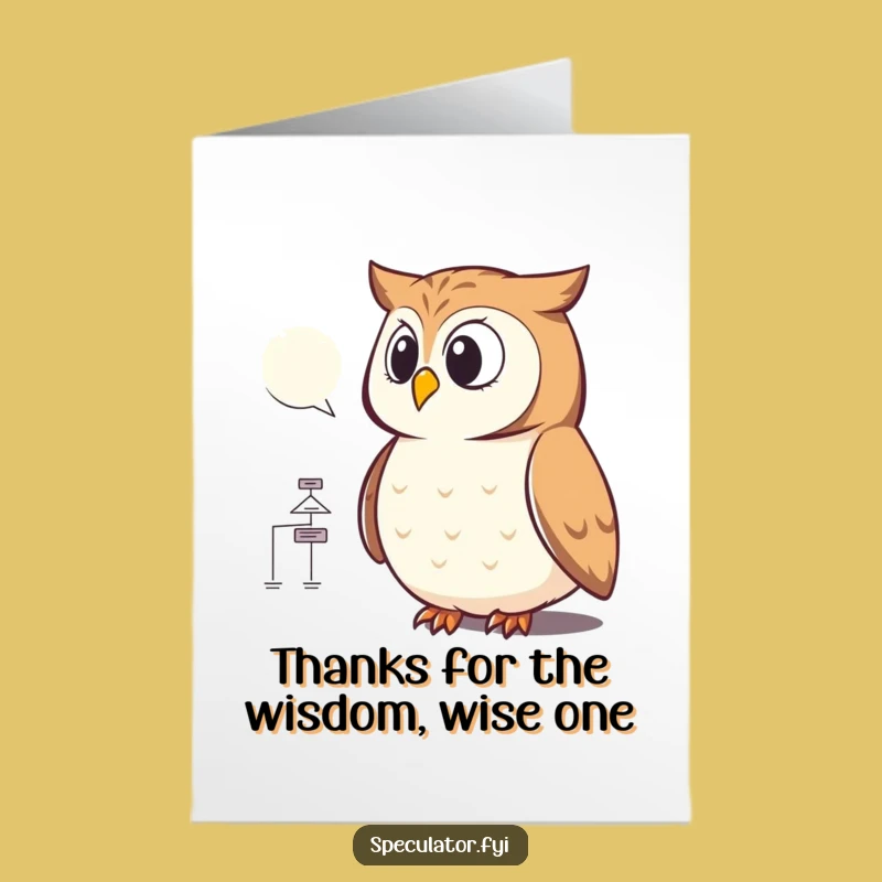 Free Printable Thank You Owl Card: Downloadable Gratitude Flowchart Humor Gift