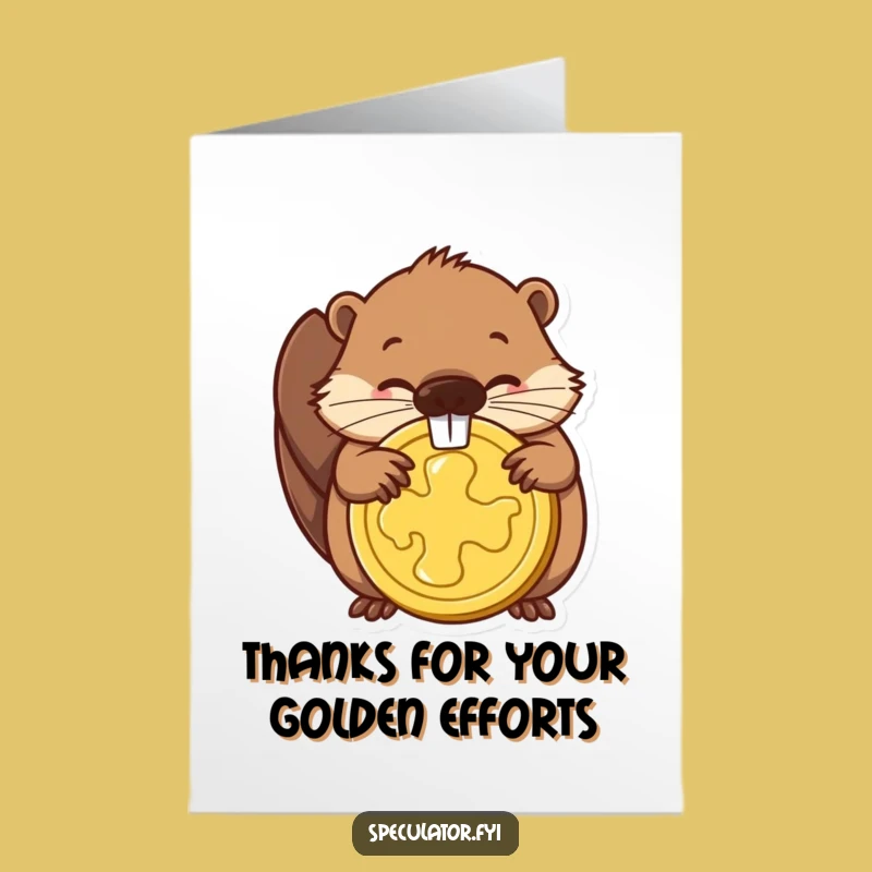Free Printable Thank You Card: Beaver's Golden Coin for Your Generosity