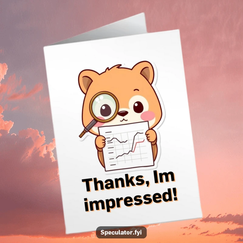 Funny Free Printable Thank You Card: A Kawaii animal wearing a monocle studies a chart intently, showing deep and considered thanks.