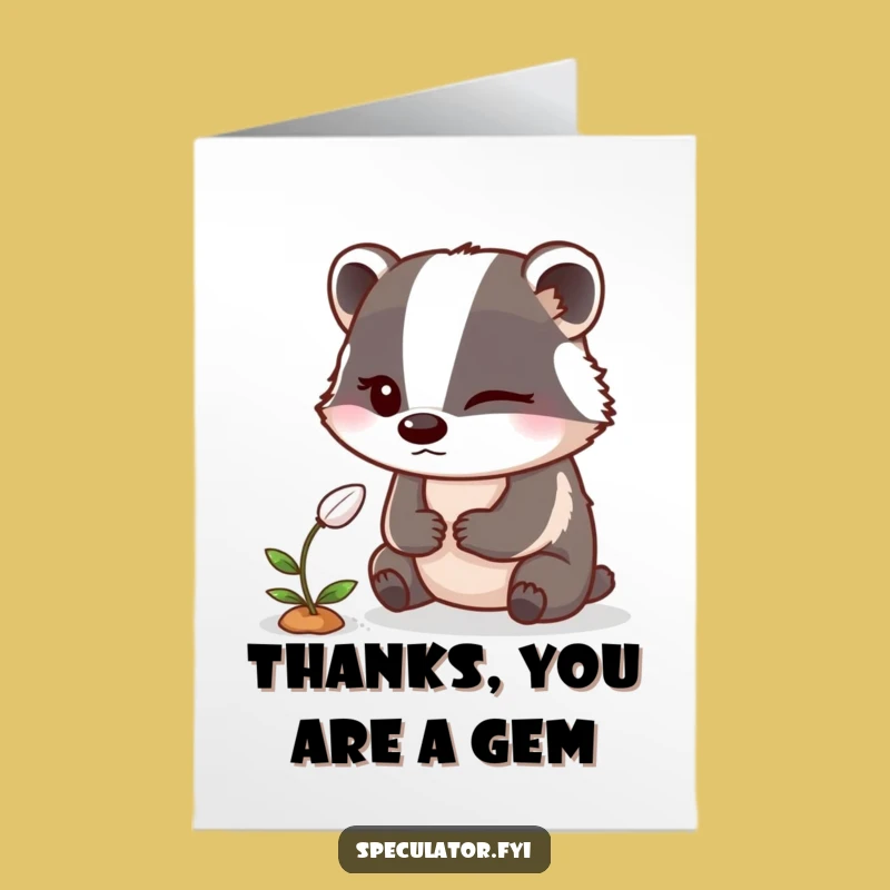 Free Printable Winking Badger Thank You Card: Witty Appreciation Downloadable