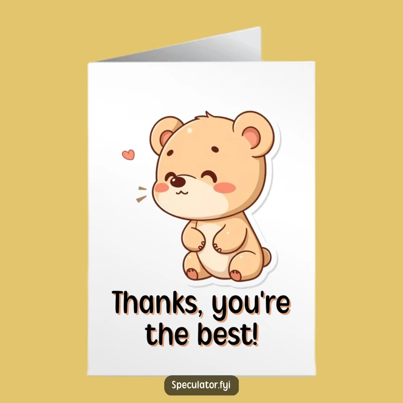 Free Printable Bear Cub Thank You Card: Funny Curious Sniff Appreciation