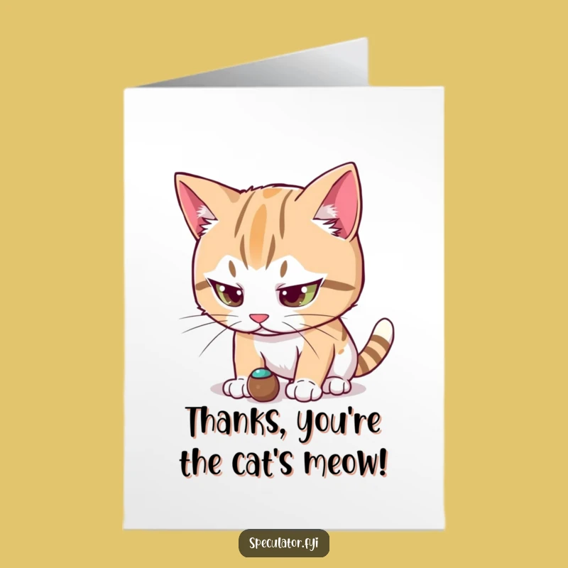 Free Printable Thank You Card: Focused Cat - Funny Gratitude Downloadable