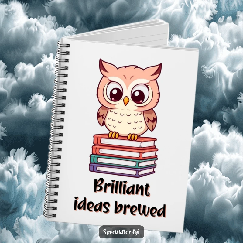 Funny Owl Notebook: a clever owl calculates on books, inspiring humorous note-taking and planning.