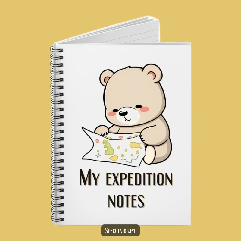 Funny Bear Studying Map Notebook - Journal Planner Plans, Creative Humorous Gift