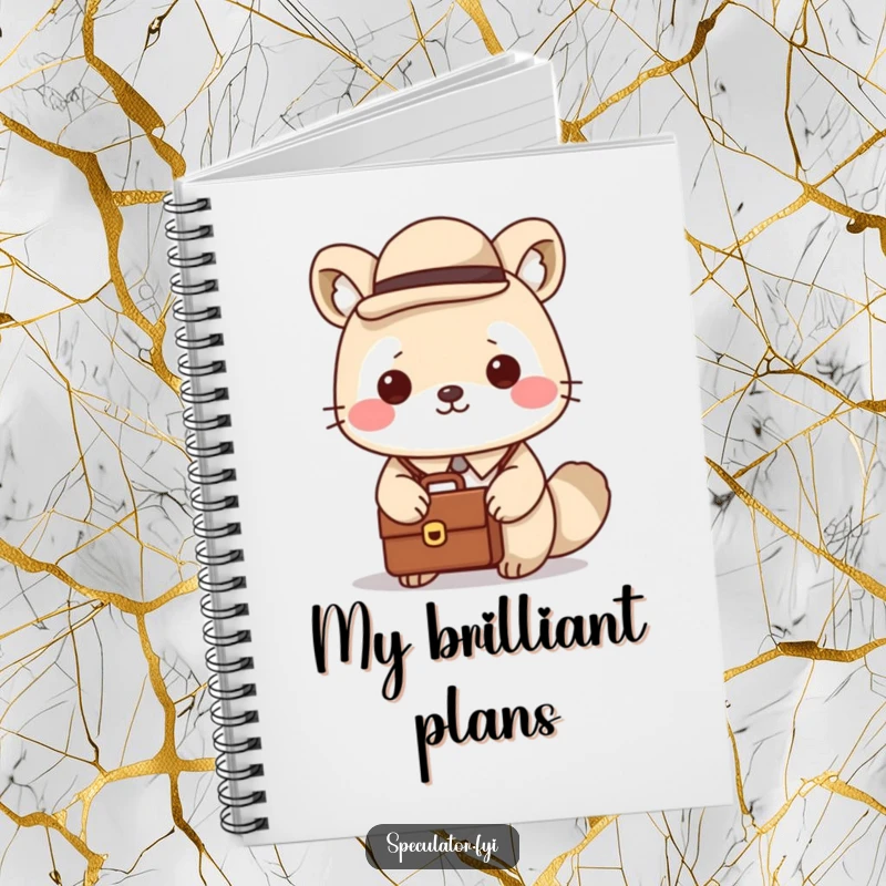 Funny Kawaii Animal Notebook: A Kawaii animal wearing a bowler hat and holding a briefcase, ready for funny business notes.