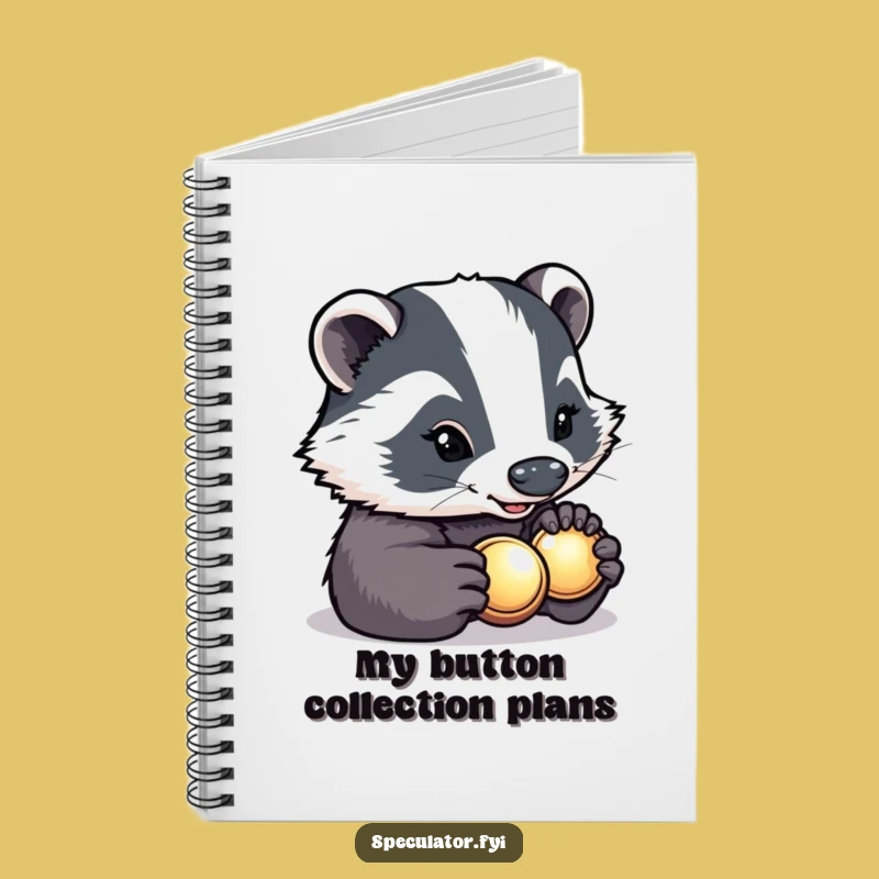 Funny Determined Badger Button Notebook - Jot Down Your Finds!